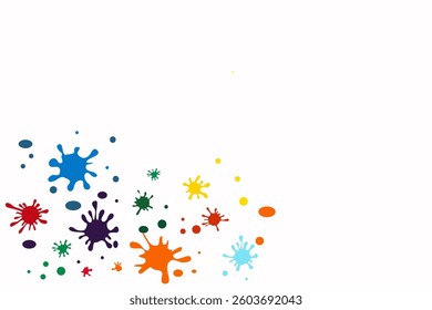 white background with paint drops with splashes of different colors