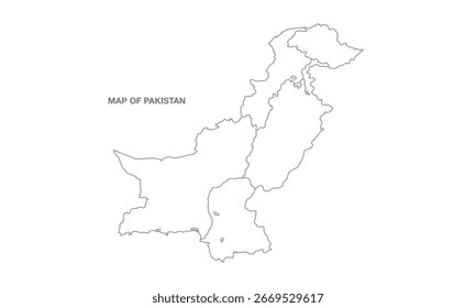 White background of pakistan map with line art design, perfect for educational, geographic, and creative projects