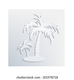 White background with palm cut out of white paper