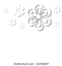 white background with paper flowers