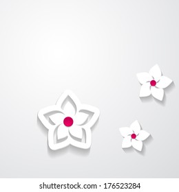 white background with paper flowers