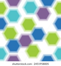 White background and pastel multicolor hexagon seamless pattern.   Fresco for interior printing, Wallpapers. Mural art.