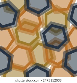 White background and pastel multicolor hexagon seamless pattern.  Geometric openwork. Pattern in multicolor hexagon. Modern ornament.
