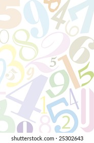 white background with pastell colored numbers