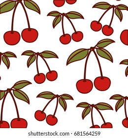 white background with pattern of cherries fruits vector illustration