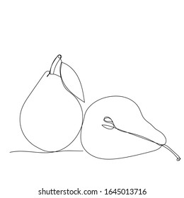 white background, pear continuous line drawing
