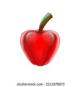Weiße Hintergrundpepper, Vektorgrafik 3D, handgezeichnet, Vintage-Vektorfarbe und schwarze Graviergrafik für Menü, Poster, Label. Einzeln auf weißem Hintergrund.
