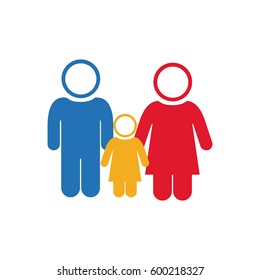 white background of pictogram with couple and daughter vector illustration