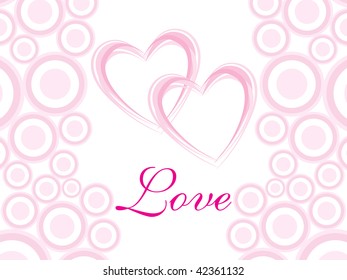 white background with pink circle, set of romantic heart