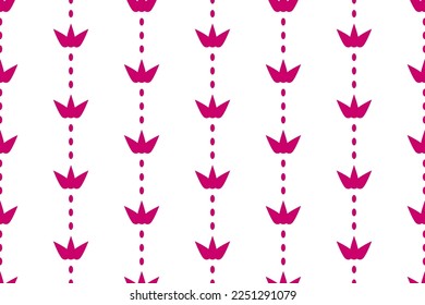 White background with pink crowns, flowers seamless pattern for wallpaper, traditional clothing, carpet, curtain, and home decoration. 