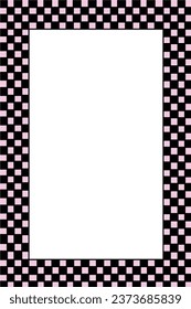 White background with pink frame