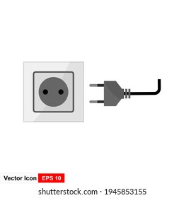 White background, plug and socket icon. The concept of connection, disconnection, electricity.