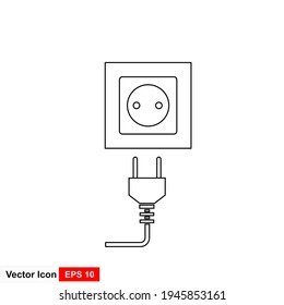 White background, plug and socket icon. The concept of connection, disconnection, electricity.