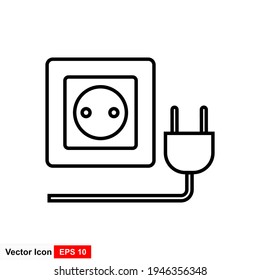White background, plug and socket icon. The concept of connection, disconnection, electricity.
