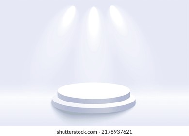 white background with podium platform for product display