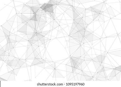 White background with points connected by lines and triangles. Polygonal (low poly) mesh/lattice structure. Vector