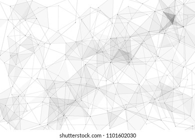 White background with points connected by lines and triangles. Polygonal (low poly) mesh/lattice structure. Vector