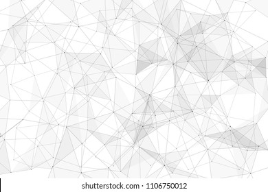 White background with points connected by lines and triangles. Polygonal (low poly) mesh/lattice structure. Vector