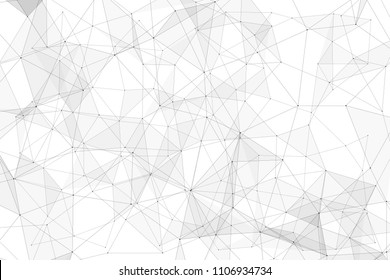 White background with points connected by lines and triangles. Polygonal (low poly) mesh/lattice structure. Vector