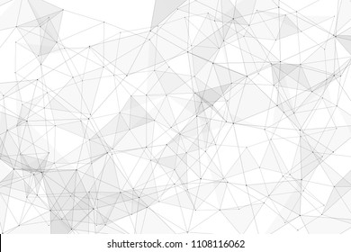 White background with points connected by lines and triangles. Polygonal low poly, mesh, lattice structure. Vector