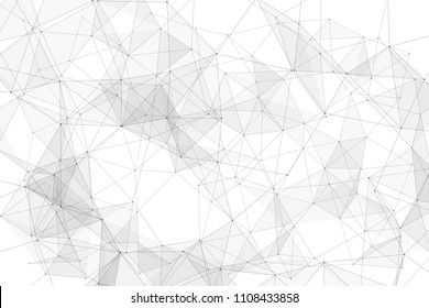 White background with points connected by lines and triangles. Polygonal low poly, mesh, lattice structure. Vector