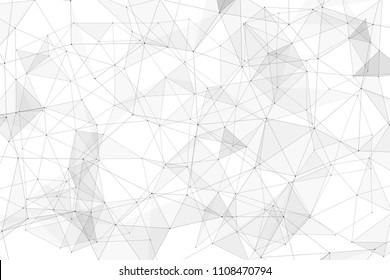 White background with points connected by lines and triangles. Polygonal low poly, mesh, lattice structure. Vector