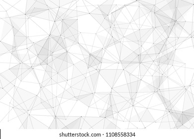 White background with points connected by lines and triangles. Polygonal low poly, mesh, lattice structure. Vector