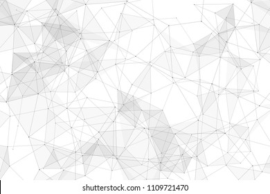 White background with points connected by lines and triangles. Polygonal (low poly) mesh/lattice structure. Vector