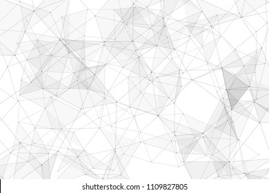 White background with points connected by lines and triangles. Polygonal (low poly) mesh/lattice structure. Vector