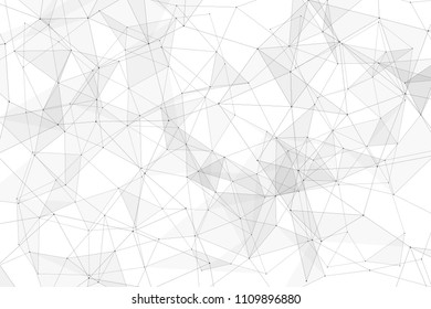 White background with points connected by lines and triangles. Polygonal (low poly) mesh/lattice structure. Vector