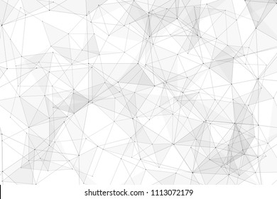 White background with points connected by lines and triangles. Polygonal (low poly) mesh/lattice structure. Vector