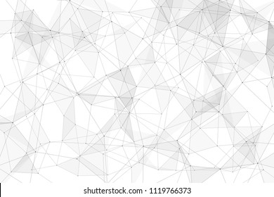 White background with points connected by lines and triangles. Polygonal (low poly) mesh/lattice structure. Vector