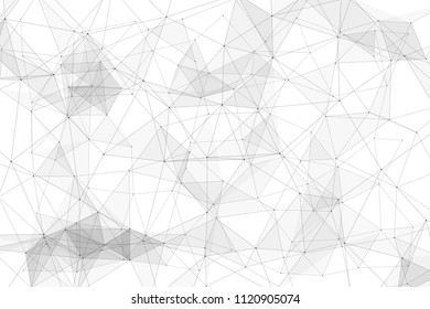 White background with points connected by lines and triangles. Polygonal (low poly) mesh/lattice structure. Vector