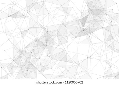 White background with points connected by lines and triangles. Polygonal (low poly) mesh/lattice structure. Vector