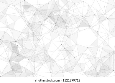White background with points connected by lines and triangles. Polygonal (low poly) mesh/lattice structure. Vector