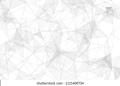 White background with points connected by lines and triangles. Polygonal (low poly) mesh/lattice structure. Vector