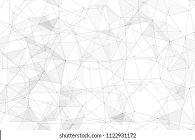 White background with points connected by lines and triangles. Polygonal (low poly) mesh/lattice structure. Vector