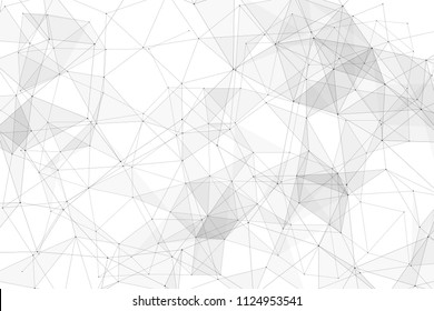 White background with points connected by lines and triangles. Polygonal (low poly) mesh/lattice structure. Vector