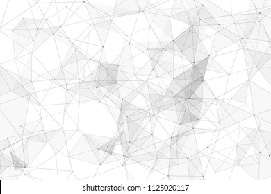 White background with points connected by lines and triangles. Polygonal (low poly) mesh/lattice structure. Vector