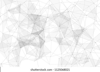 White background with points connected by lines and triangles. Polygonal (low poly) mesh/lattice structure. Vector
