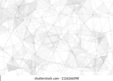 White background with points connected by lines and triangles. Polygonal (low poly) mesh/lattice structure. Vector