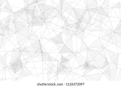White background with points connected by lines and triangles. Polygonal (low poly) mesh/lattice structure. Vector