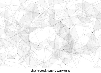 White background with points connected by lines and triangles. Polygonal (low poly) mesh/lattice structure. Vector
