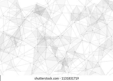 White background with points connected by lines and triangles. Polygonal (low poly) mesh/lattice structure. Vector