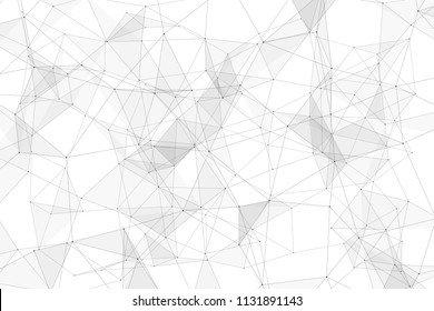 White background with points connected by lines and triangles. Polygonal (low poly) mesh/lattice structure. Vector