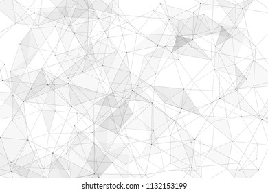 White background with points connected by lines and triangles. Polygonal (low poly) mesh/lattice structure. Vector
