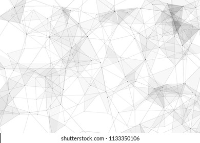 White background with points connected by lines and triangles. Polygonal (low poly) mesh/lattice structure. Vector