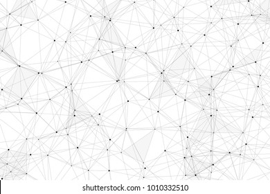 White background with points, lines and triangles polygonal mesh structure