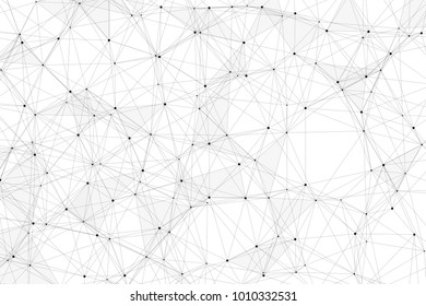 White background with points, lines and triangles polygonal mesh structure