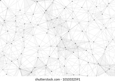 White background with points, lines and triangles polygonal mesh structure